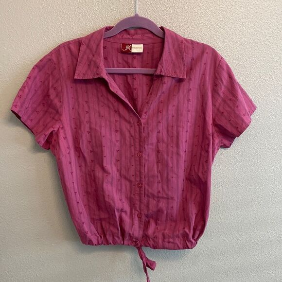 JM collection- pink islet blouse with tie - Size Small - Picture 1 of 7